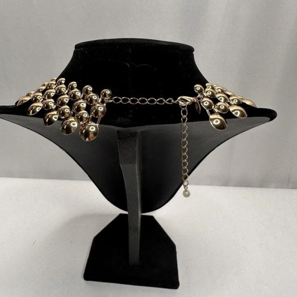 Vintage Necklace Choker 80's Style Collar SHB‎ Gold Tone Adjust 18